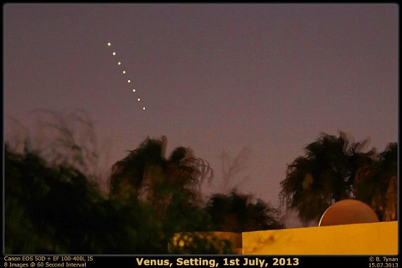 Venus setting - 1 minute interval