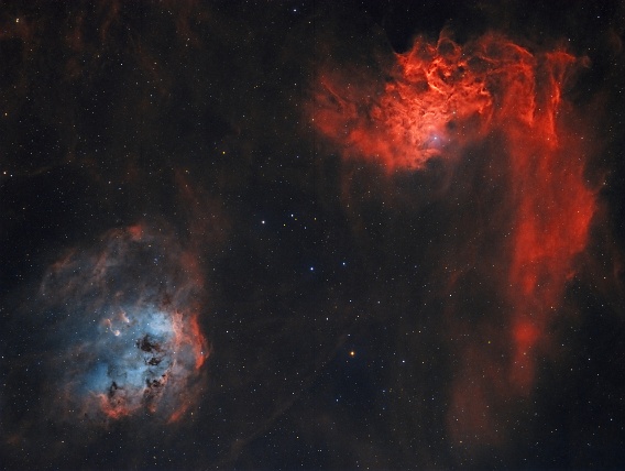 Image245 IC410 - Tadpole Nebula + Sh2-277 - Flame Nebula (30x 360s SHO)