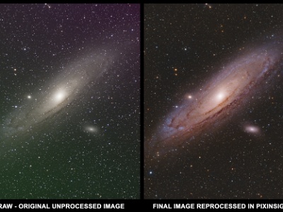 Image example of Raw (Unprocessed) v's Processed image. : Observatory