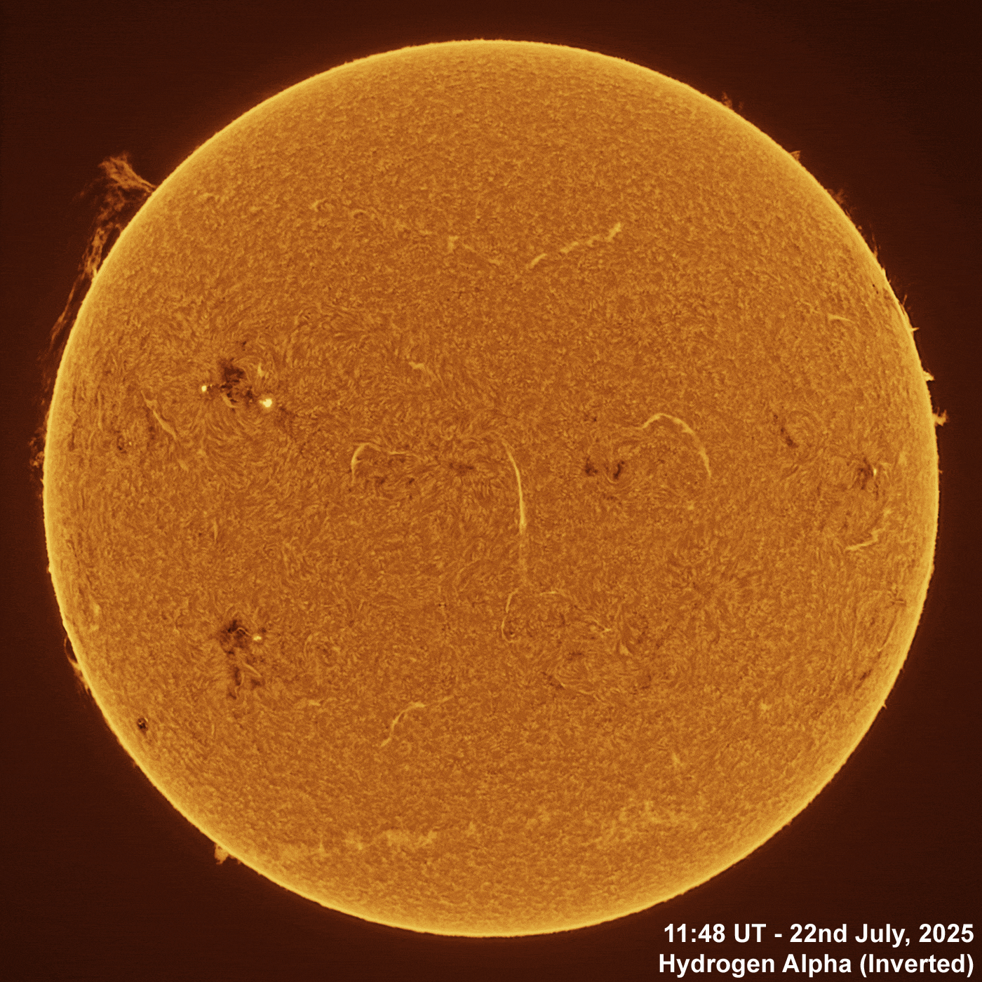 Sun - 22nd July 2025 Sun in Ha / CaK / G-Band - 22nd July, 2025