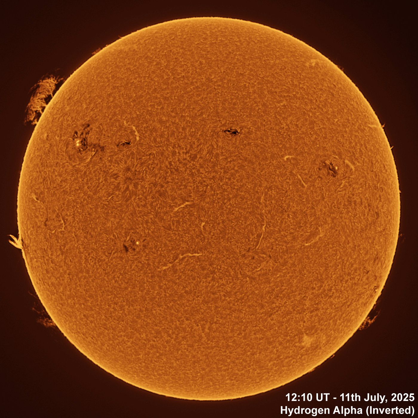 BT_20250711_1210UT Ha Inverted 11th July, 2025 - M Class Solar Flare