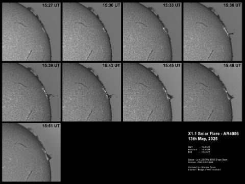 AR4086_BT_20250513_1538UT Ha X1.1 Flare Eruption - 13th May, 2025