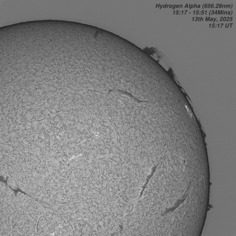 Eruption Crop - 13th May, 2025 X1.1 Flare Eruption - 13th May, 2025