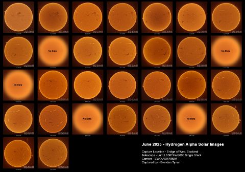 June 2025 Ha Solar Images Solar Images in Ha - June 2025